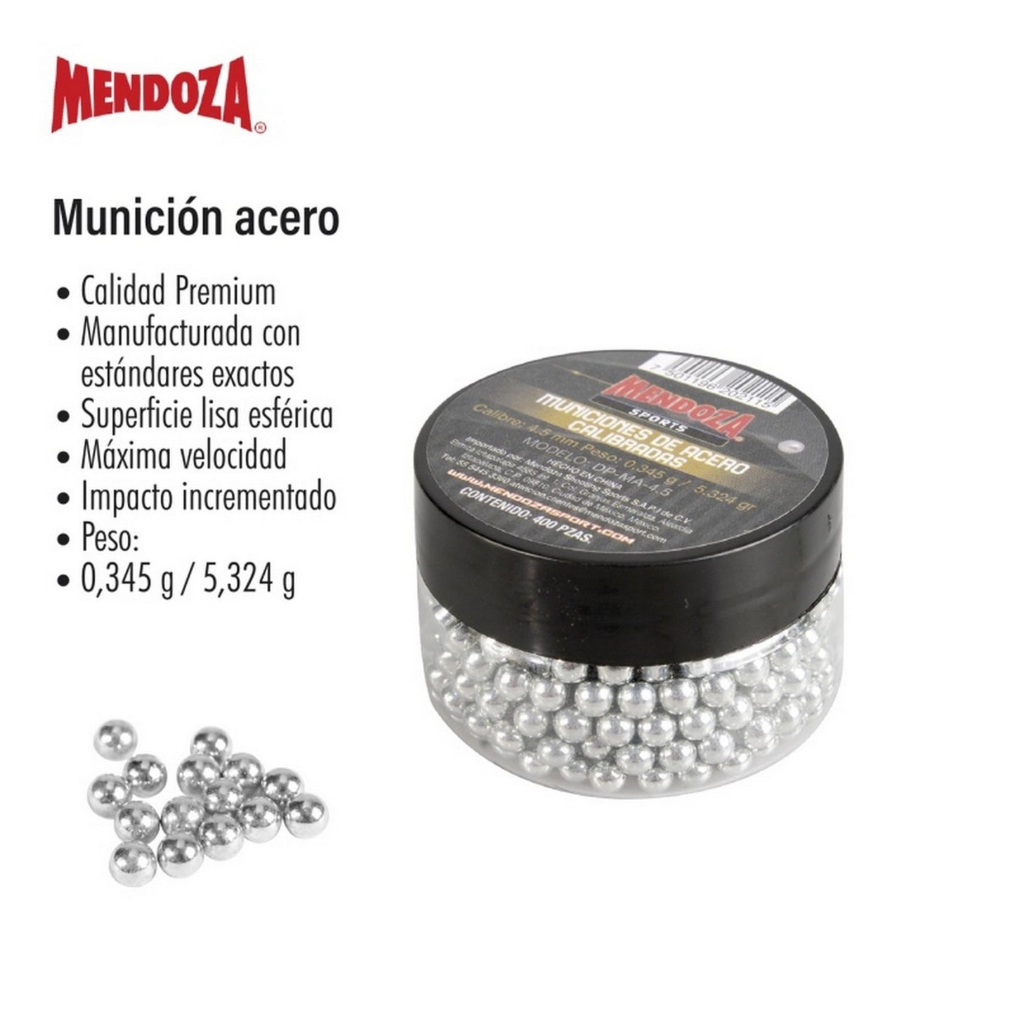 MUNICION DE ACERO CAL. 4.5 ( 400 PZ )