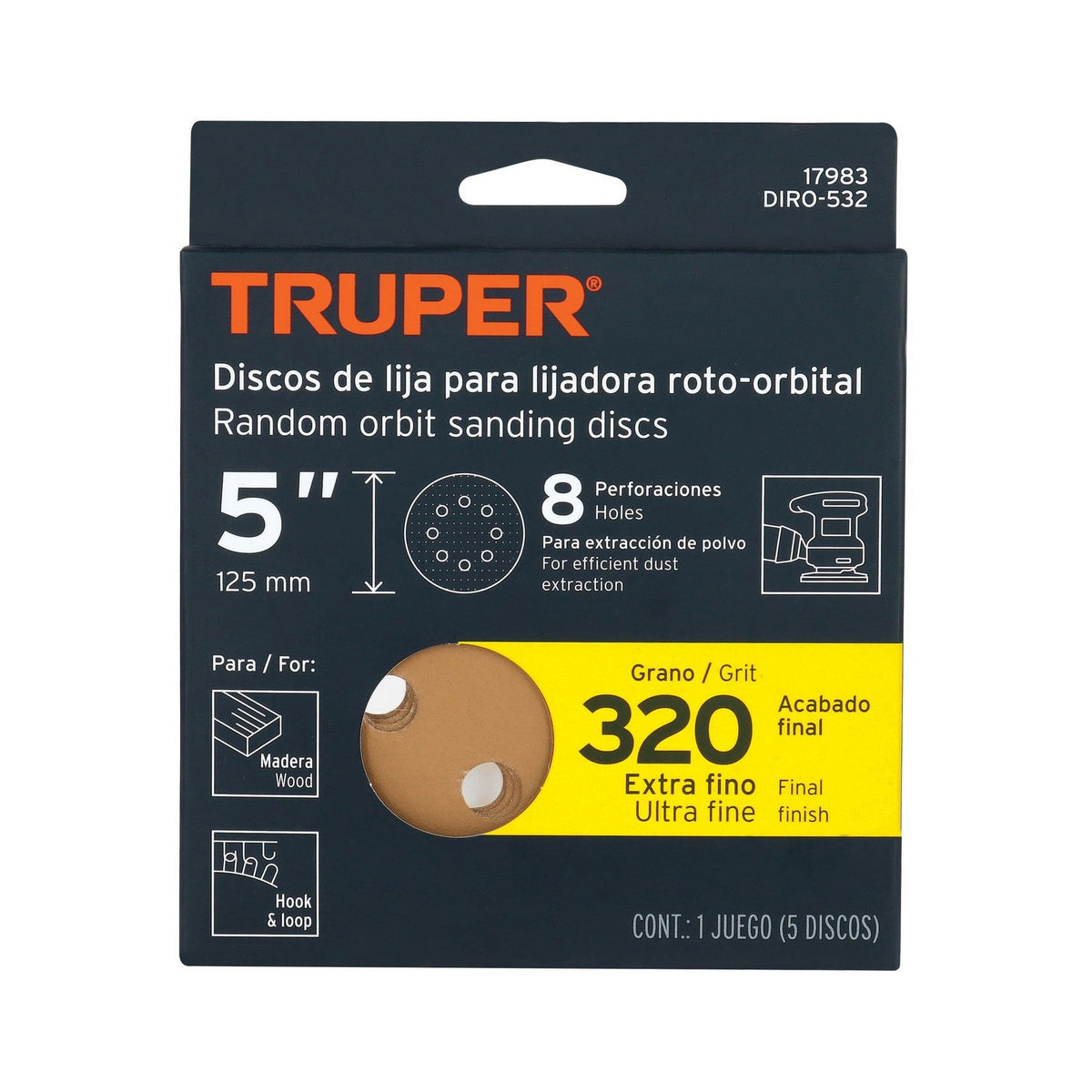 DISCO LIJA ROTO ORBITAL 5" #320 (5 PZ)