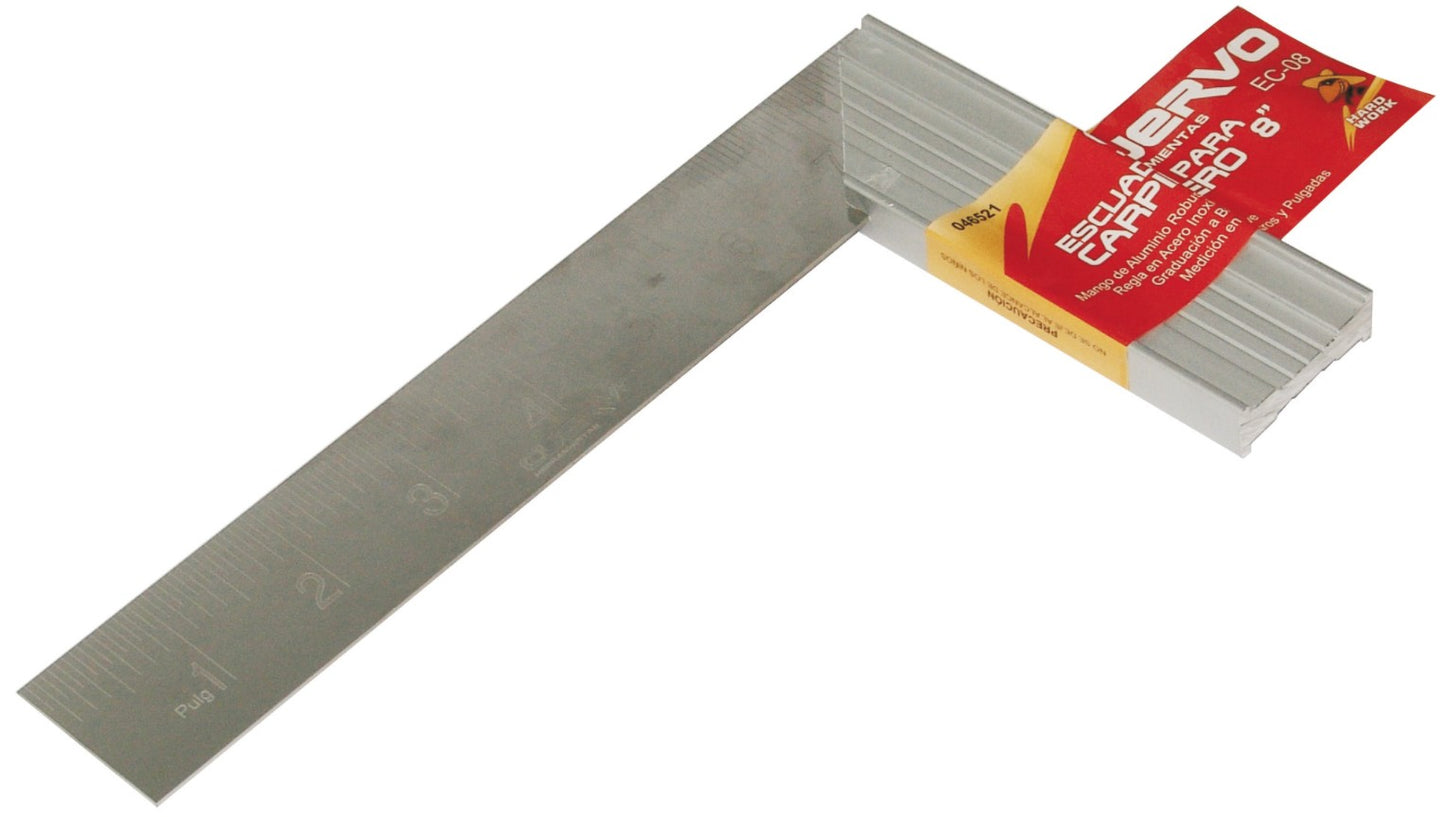 ESCUADRA P/CARPINTERO 8" MANGO ALUMINIO
