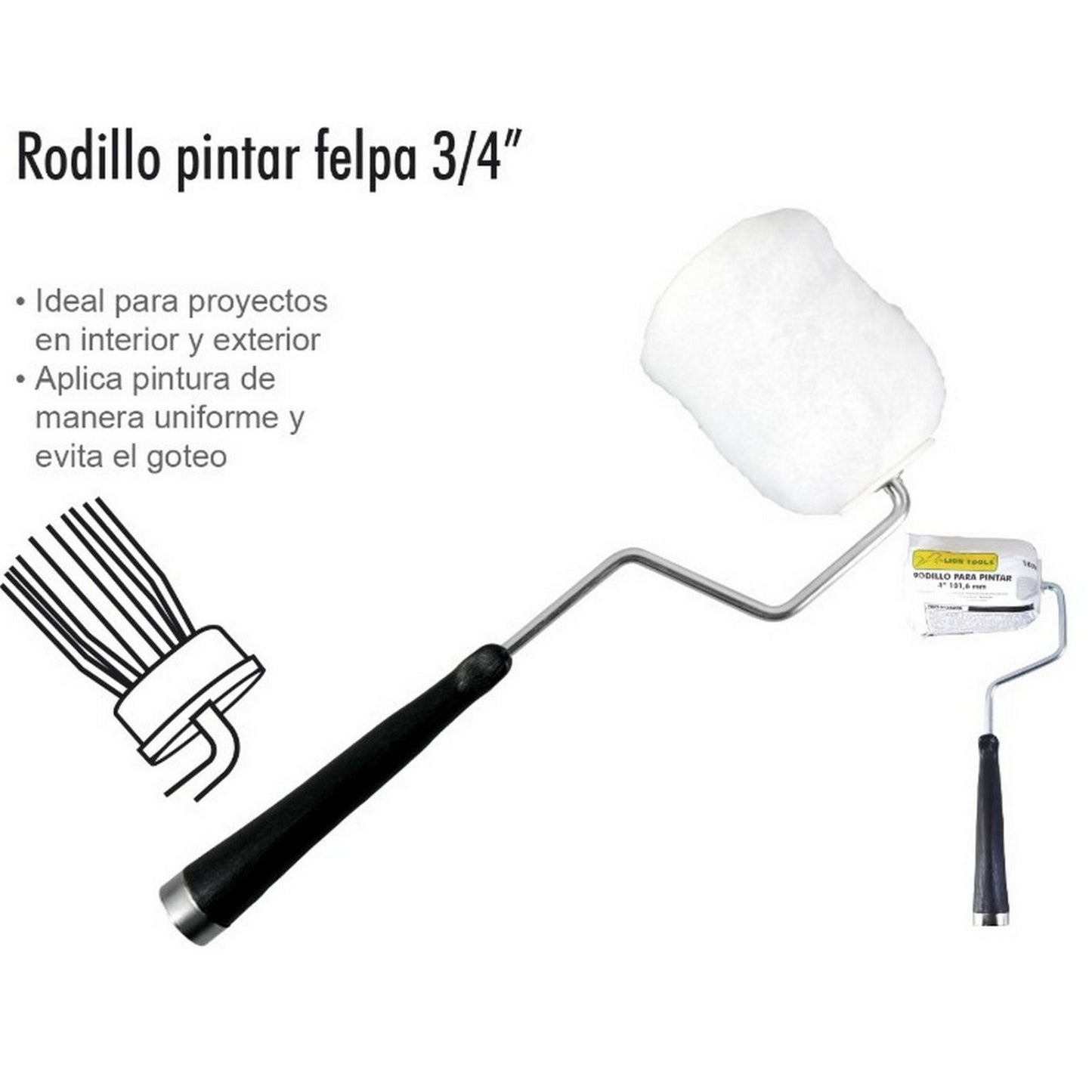 RODILLO PARA PINTAR 4" FELPA 3/4"