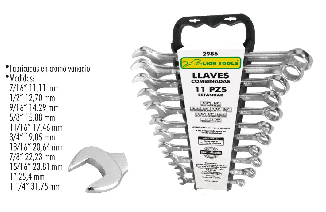 JUEGO LLAVE COMBINADA 11 PZ STANDARD