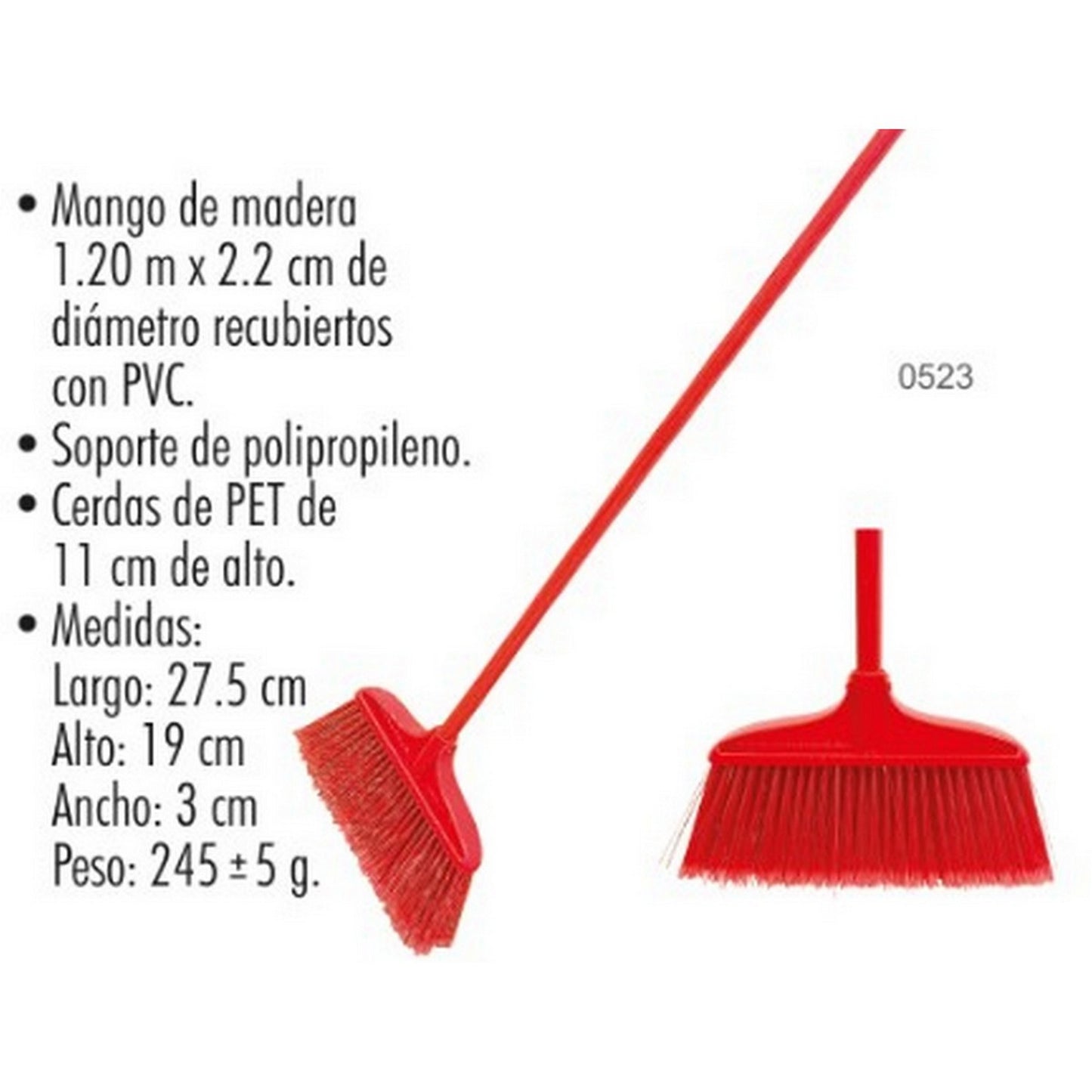 ESCOBA TIPO ABANICO MANGO MADERA