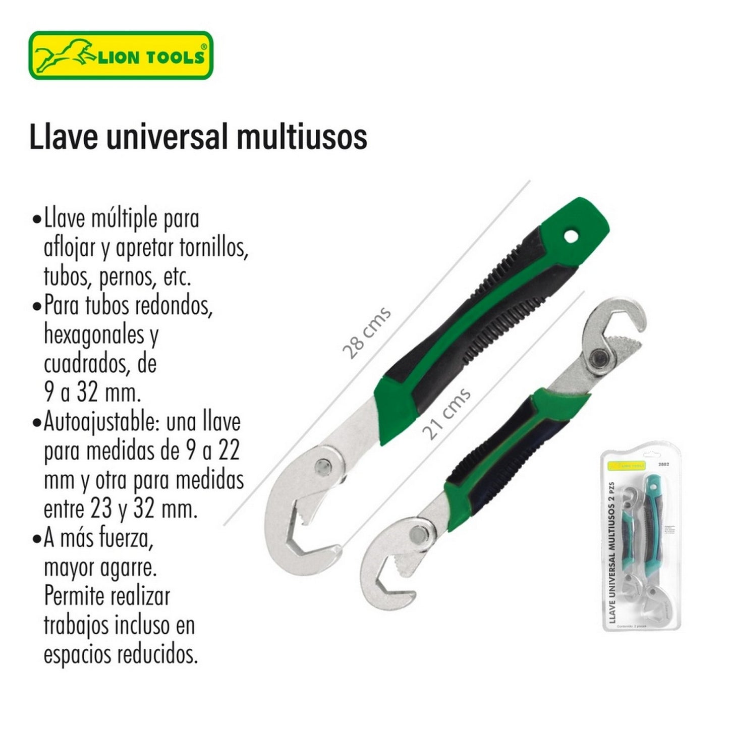 LLAVE UNIVERSAL MULTIUSOS 2 PIEZAS