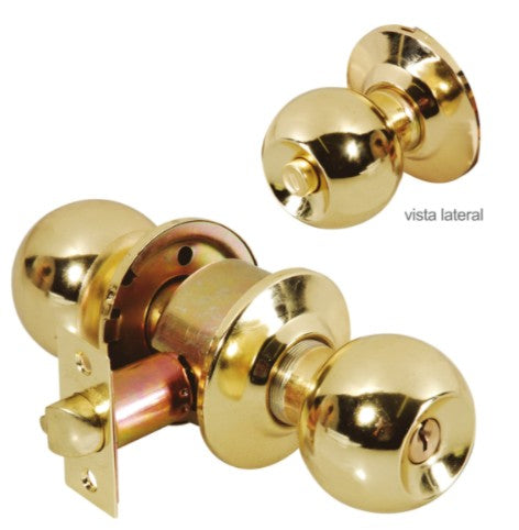 CERRADURA RECAMARA POMO LATON BRILLANTE