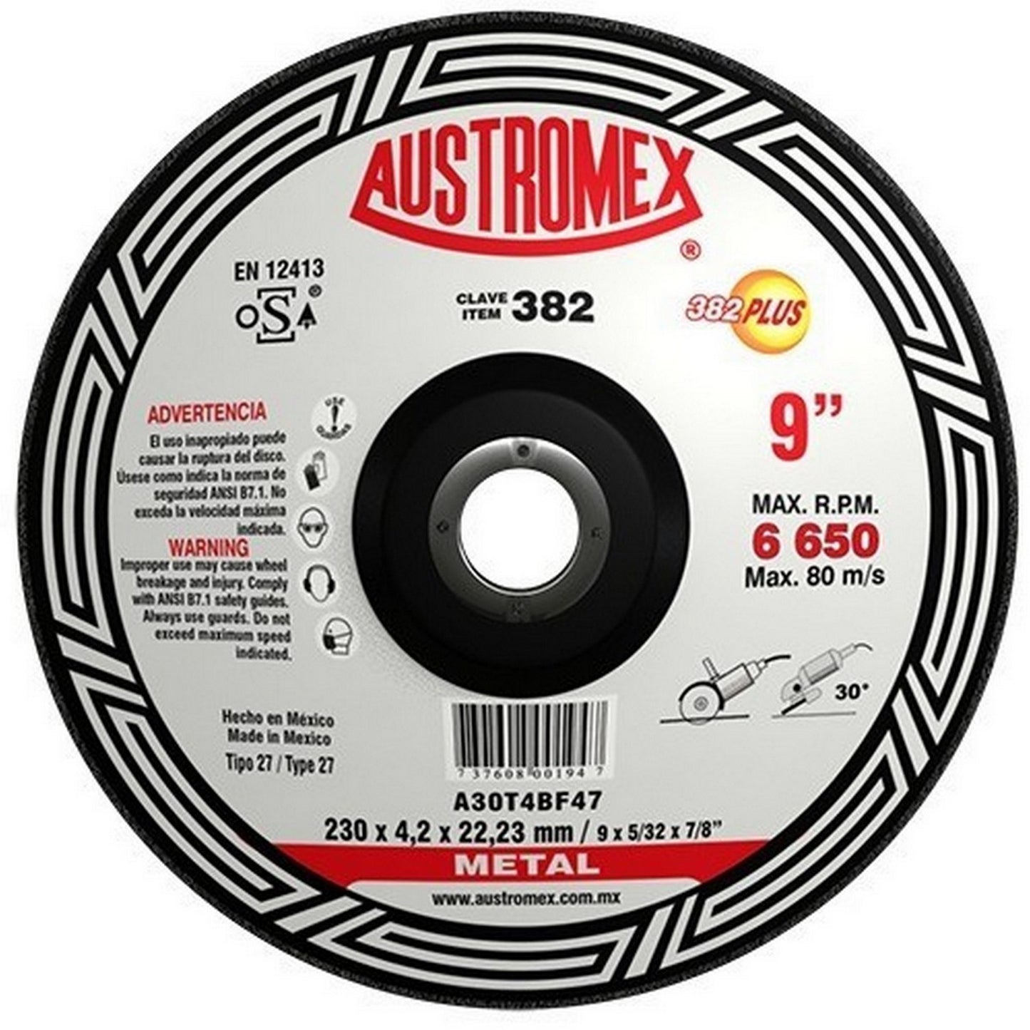 DISCO 9" CORTE Y DESBASTE METAL #382