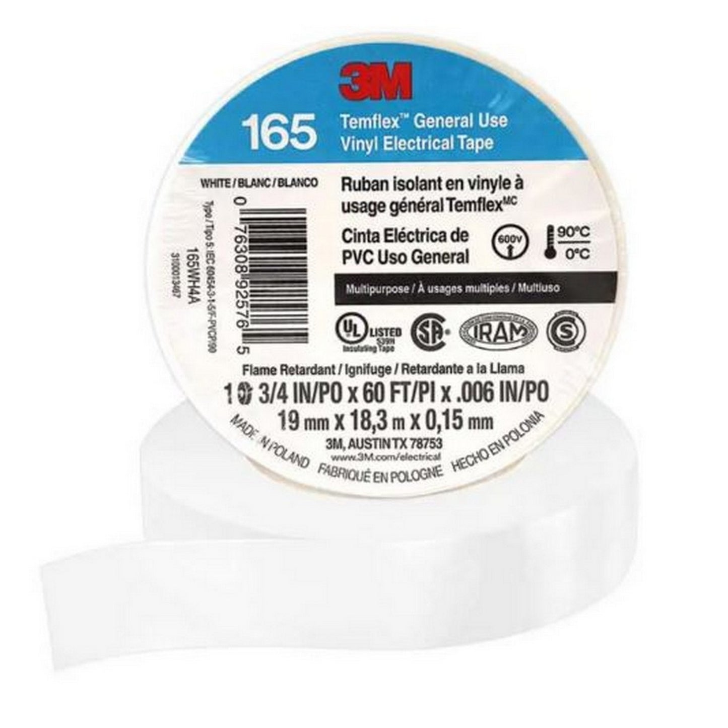 CINTA DE AISLAR BLANCA 19mm x18m TEMFLEX