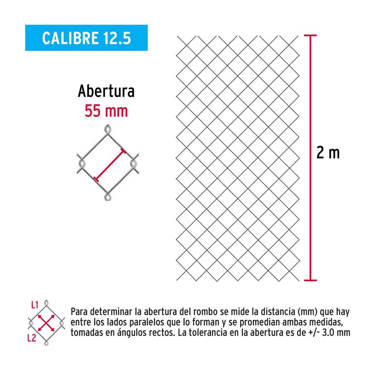 MALLA CICLONICA 57x57x2.00m CAL 12.5 20m