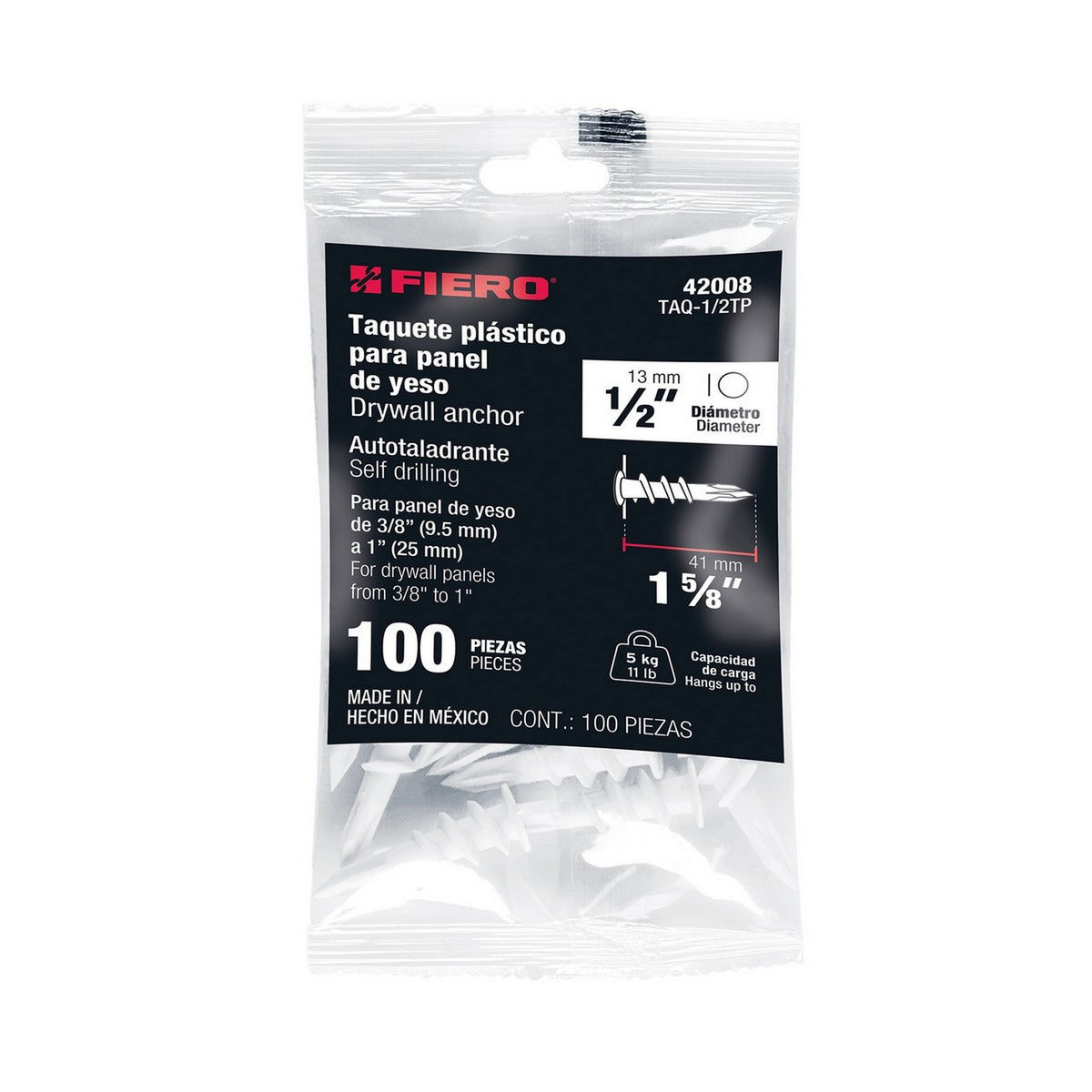 TAQUETE P/TABLAROCA ROSCADO BOLSA 100 pz