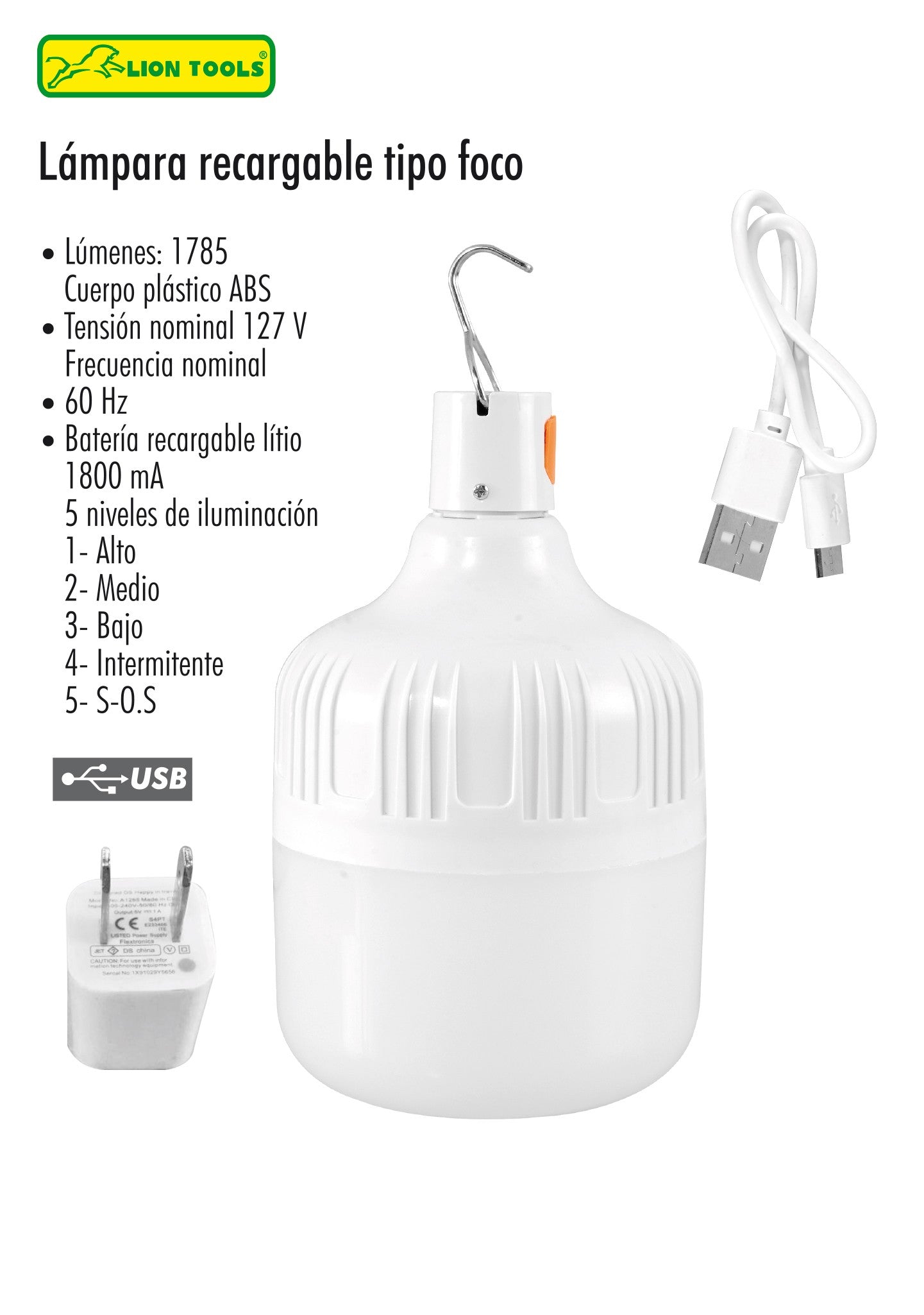 LAMPARA RECARGABLE TIPO FOCO LED 21 W