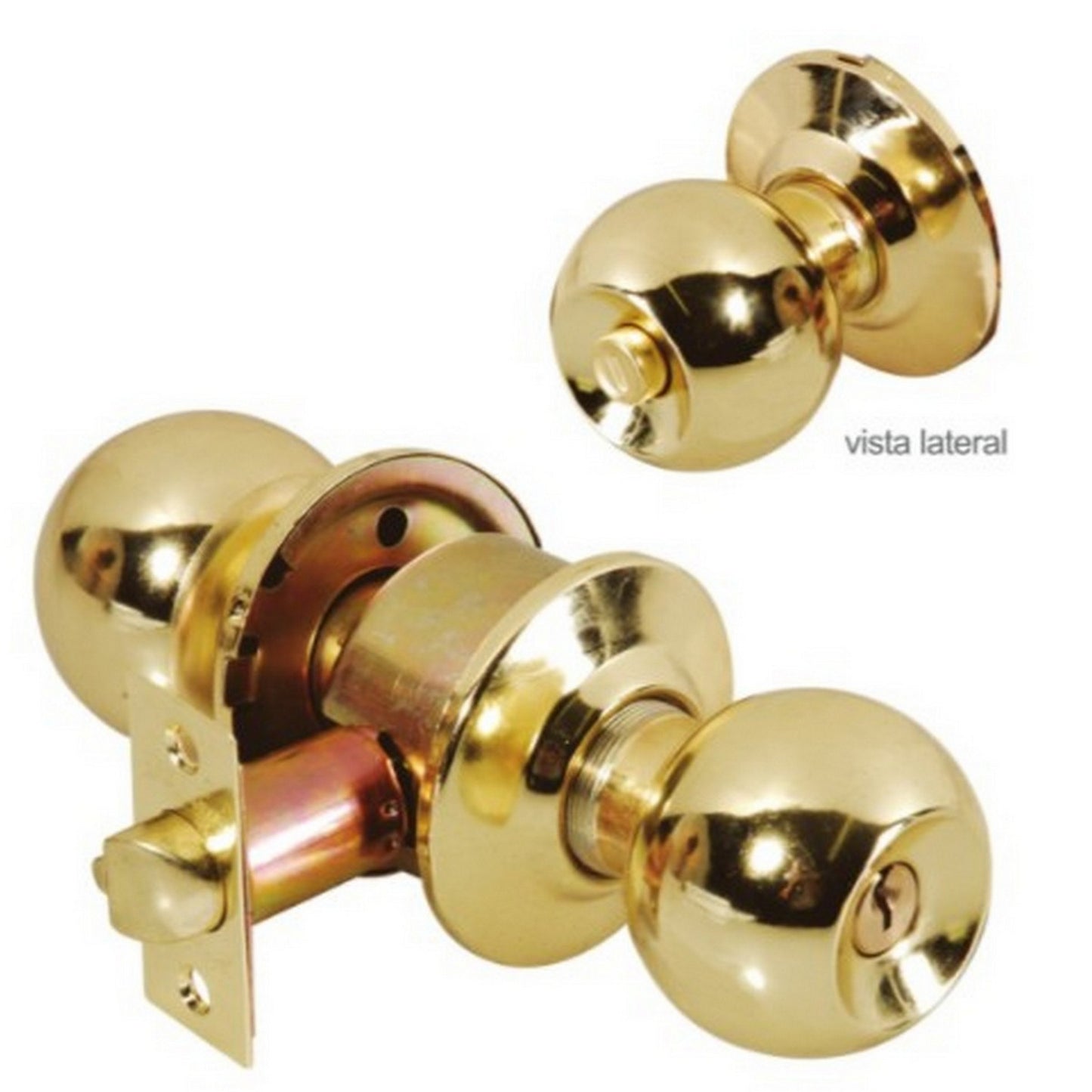 CERRADURA RECAMARA POMO LATON BRILLANTE