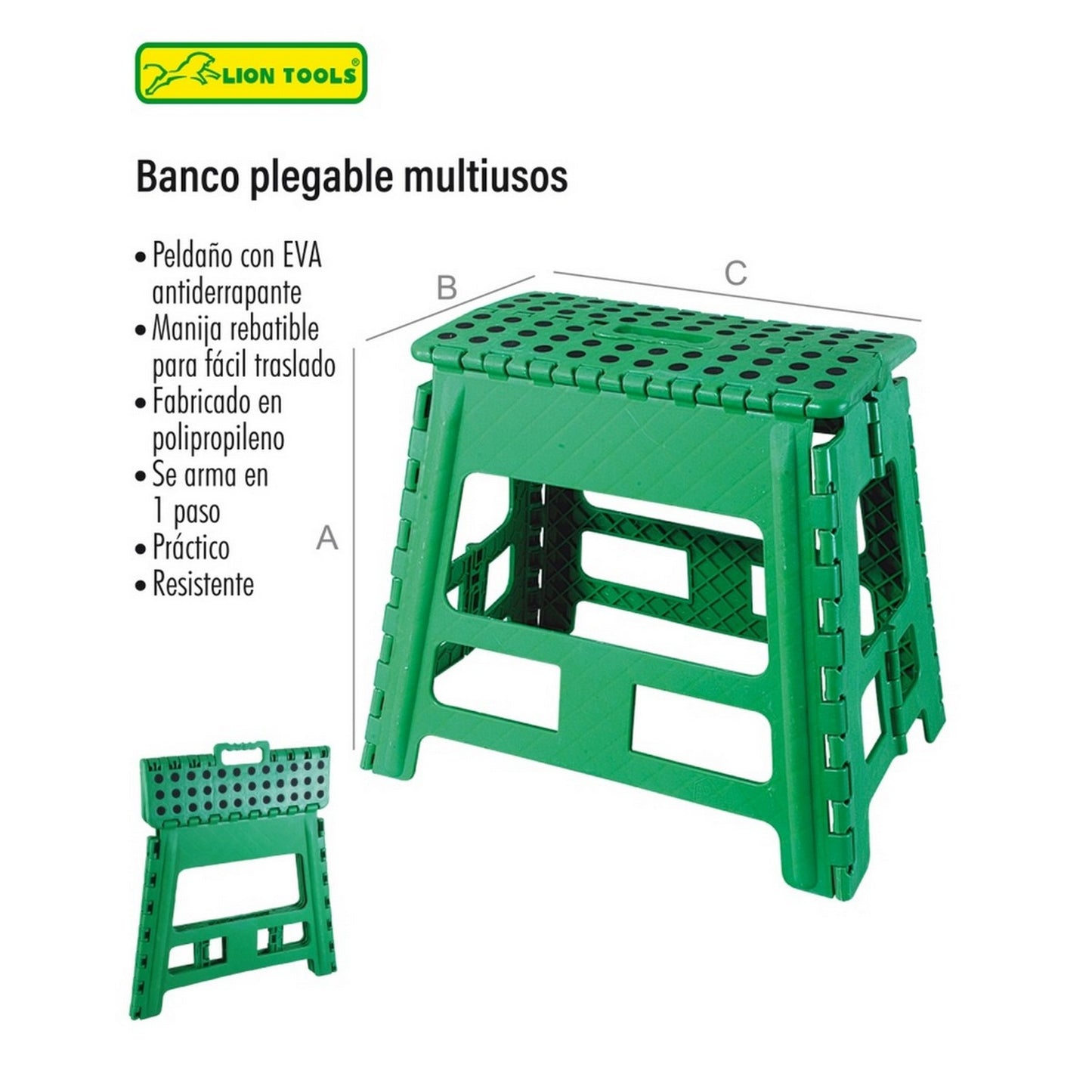 BANCO PLEGABLE MULTIUSOS 38 X 22 X 39 CM