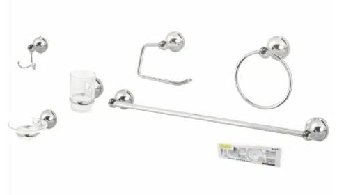 JGO ACCESORIOS P/BAÑO 6 PZS METAL CROMO