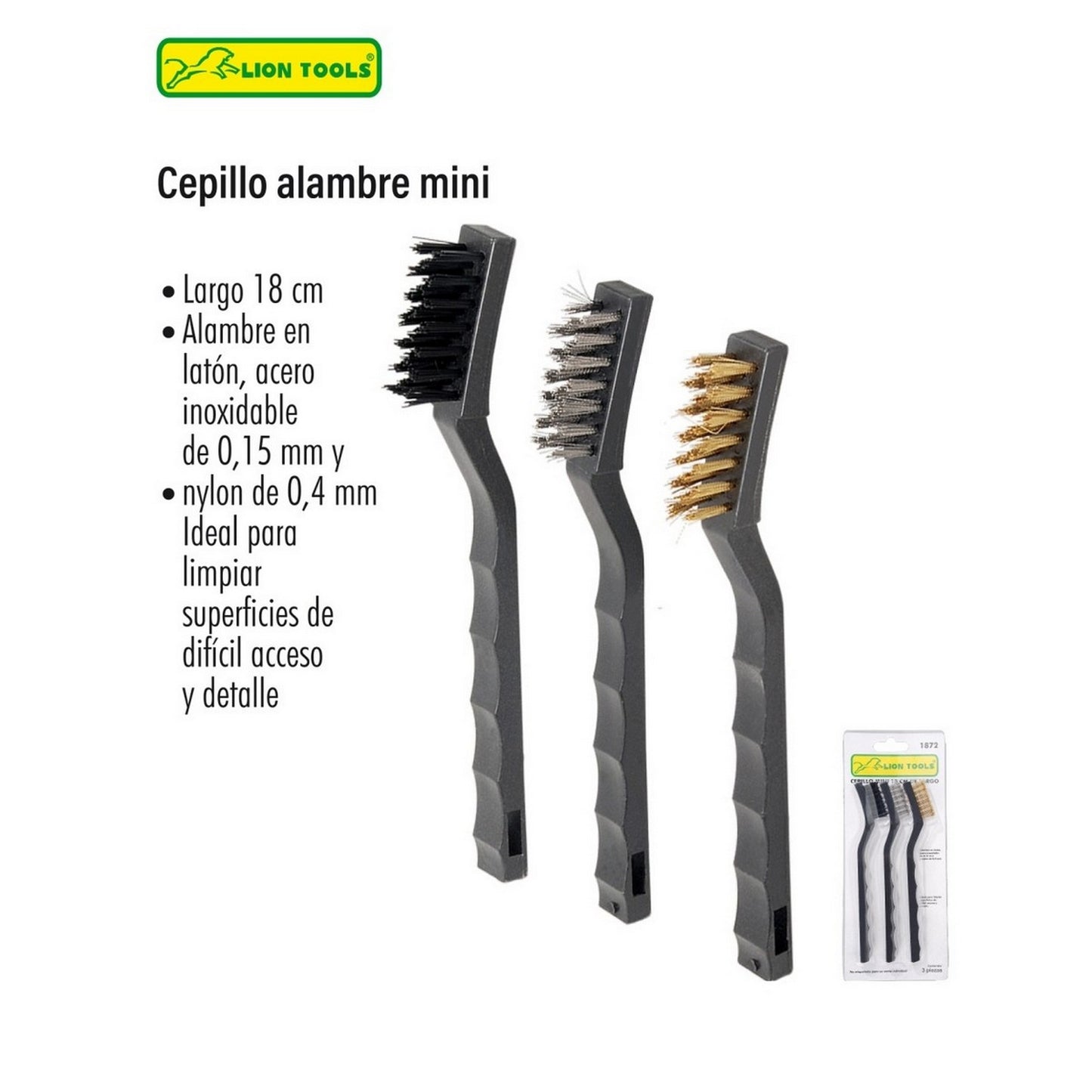 JGO DE 3 CEPILLOS DE ALAMBRE MINI