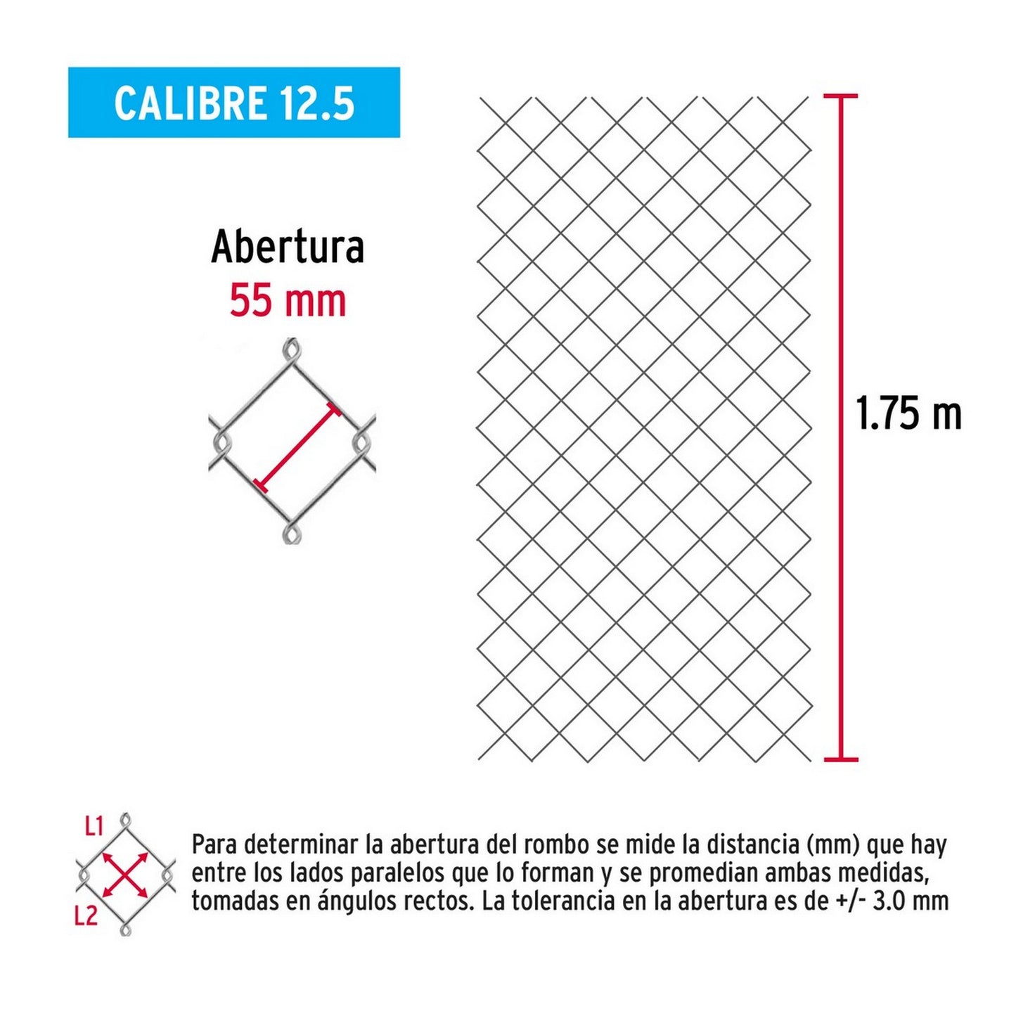 MALLA CICLONICA 55x55x1.75m CAL 12.5 20m