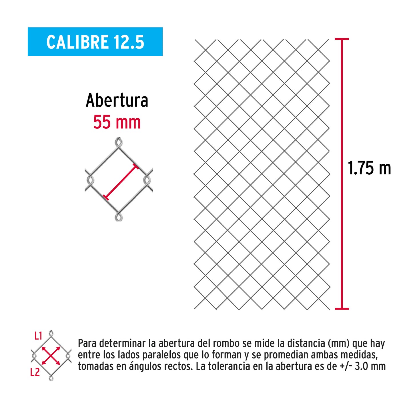 MALLA CICLONICA 55x55x1.75m CAL 12.5 20m