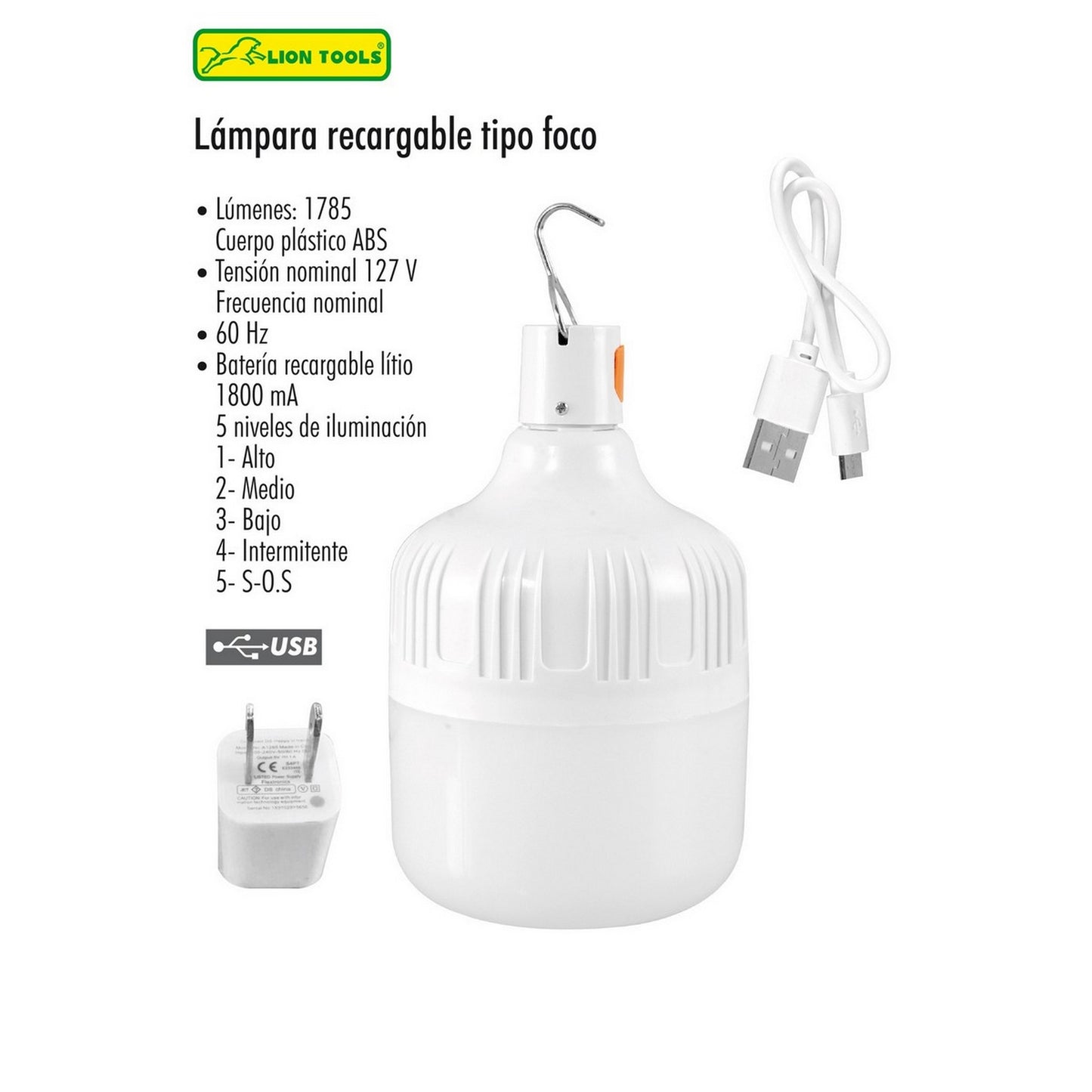 LAMPARA RECARGABLE TIPO FOCO LED 21 W
