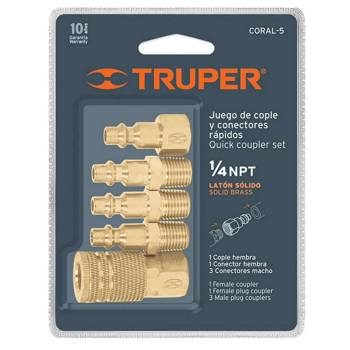 JGO DE CONECTORES F Y M 5 pz BRONCE