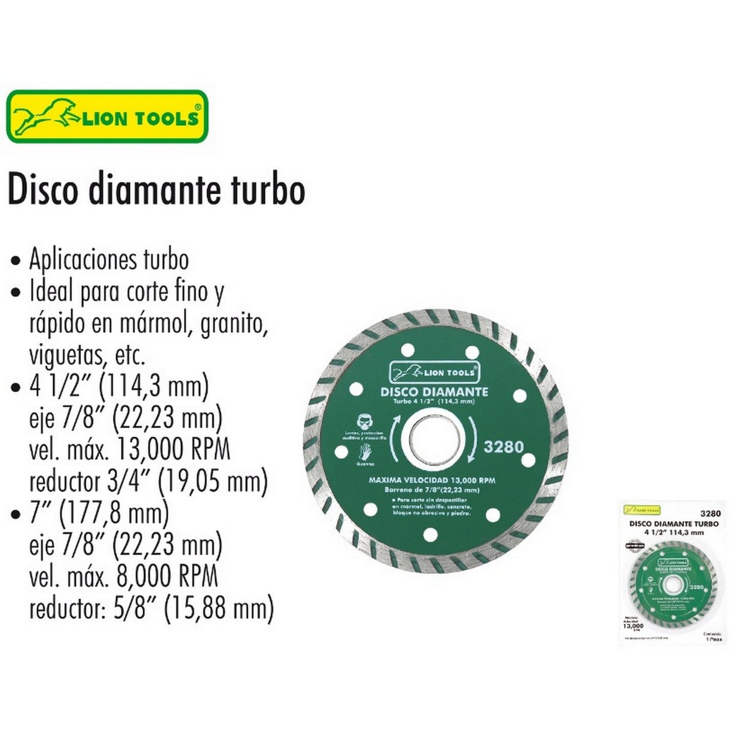 DISCO DIAMANTE DE 7" RIN TURBO