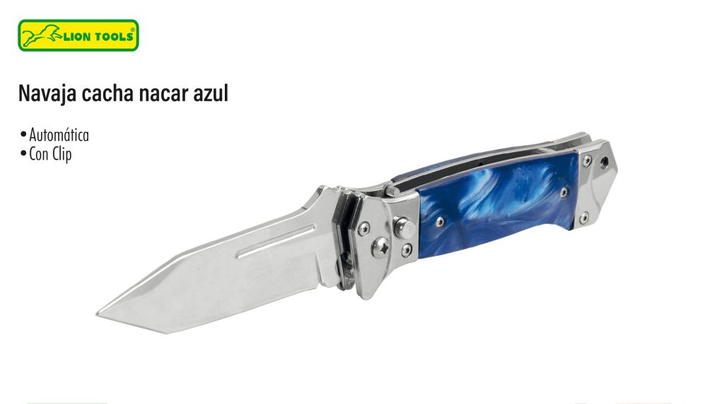NAVAJA AUTOMATICA DE 3-1/2" NACAR AZUL