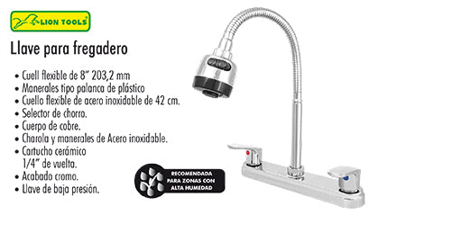 MEZCLADORA FREGADERO CUELLO FLEXIBLE
