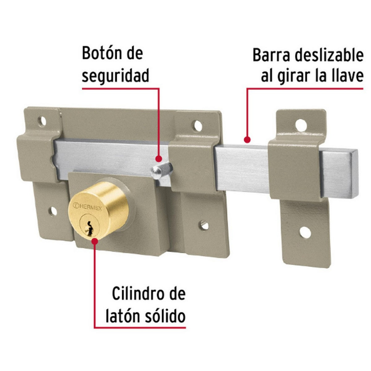 CERRADURA DE BARRA FIJA CON DOBLE CILIND
