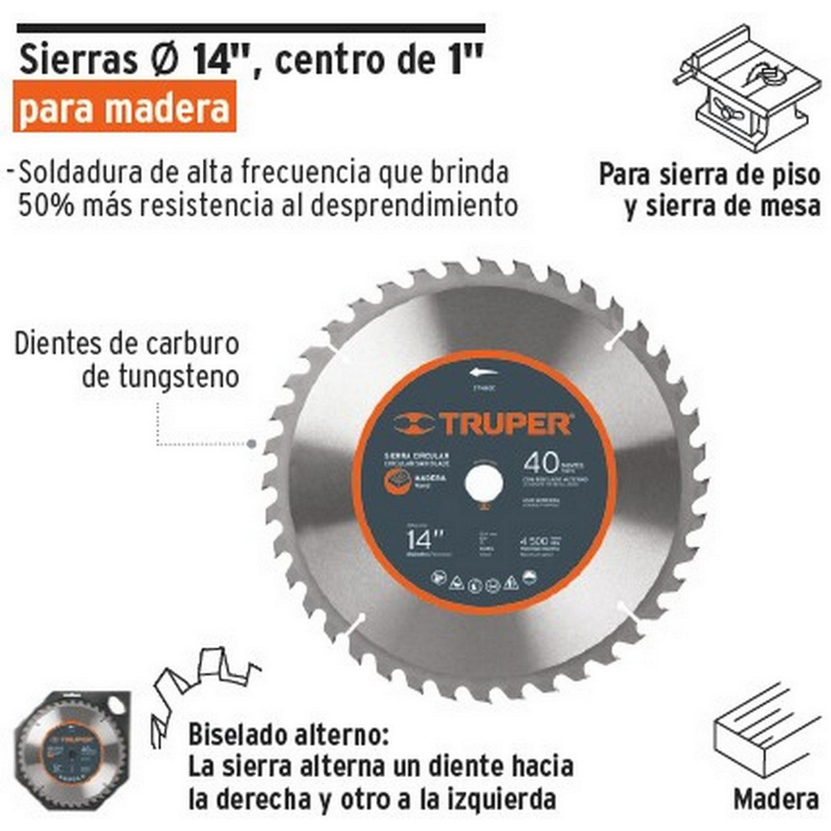 SIERRA CIRCULAR PARA MAD. 14" 60 DIENTES
