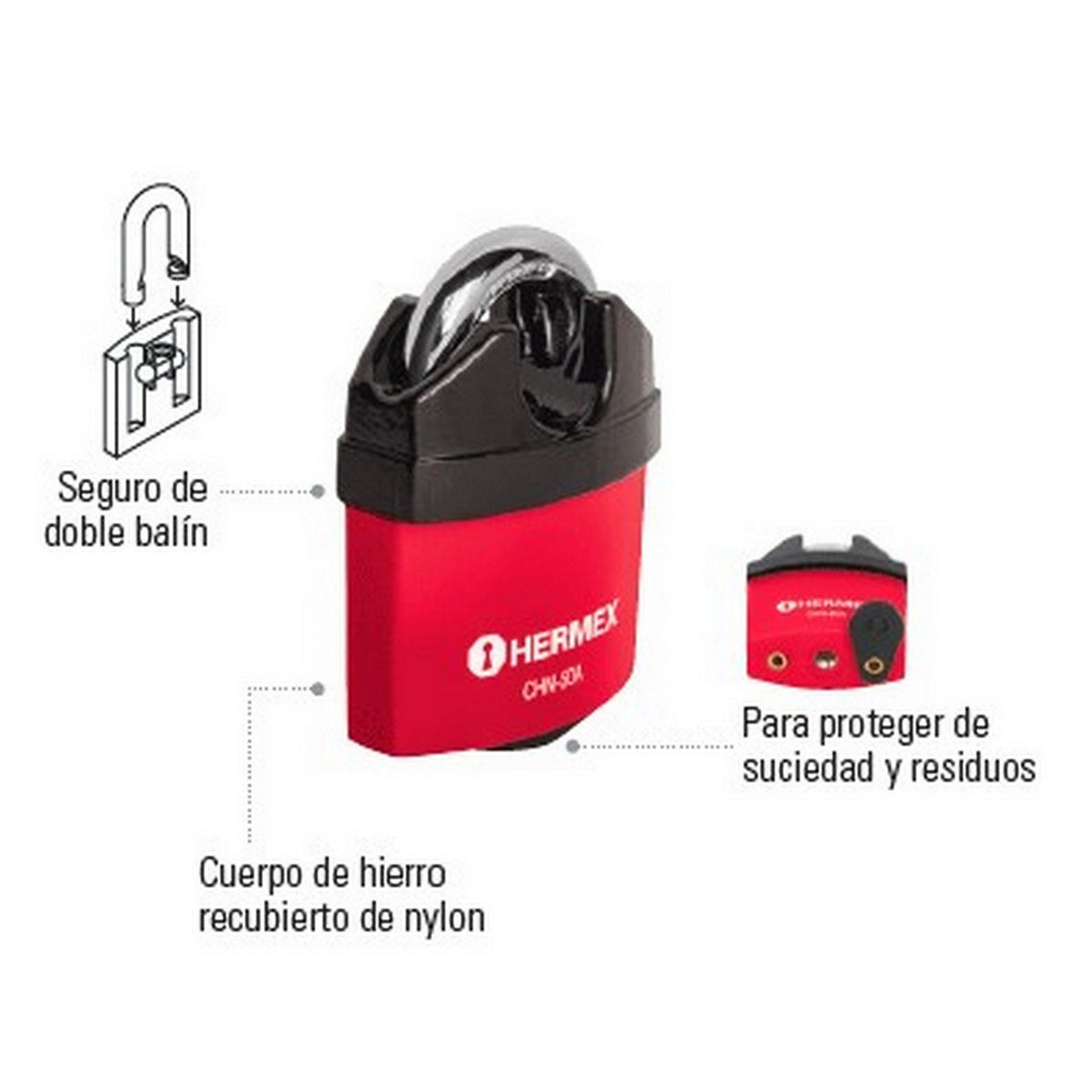 CANDADO DE HIERRO 50 MM GANCHO PROTEGIDO