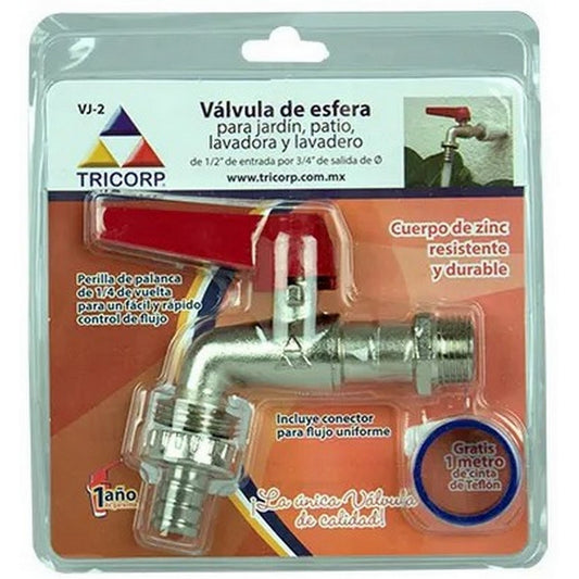 VALVULA ZINC PALANCA ROJA 1/2"