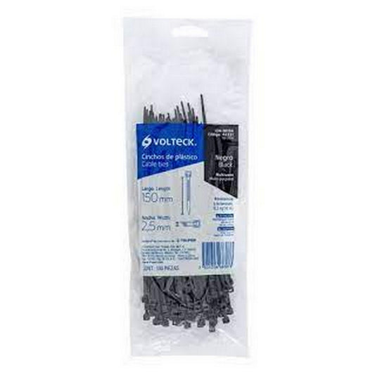 CINCHO PLASTICO NEGRO 150x2.5 mm 100pz