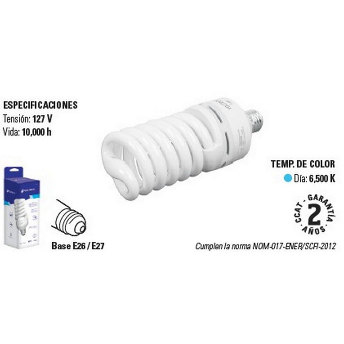 FOCO ESPIRAL T4 55 W LUZ DE DIA