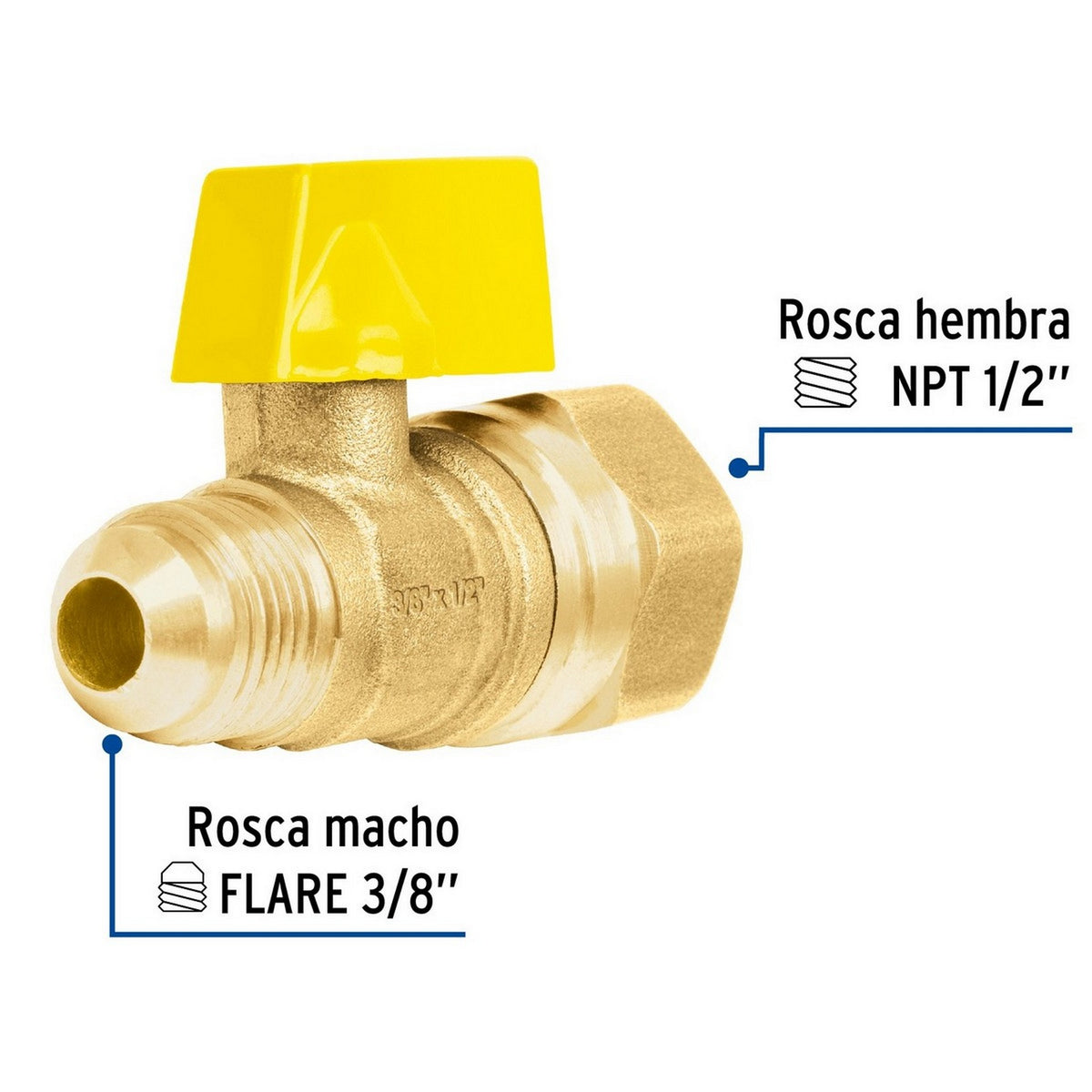 VALVULA PARA CONTROL DE GAS 3/8" x 1/2"