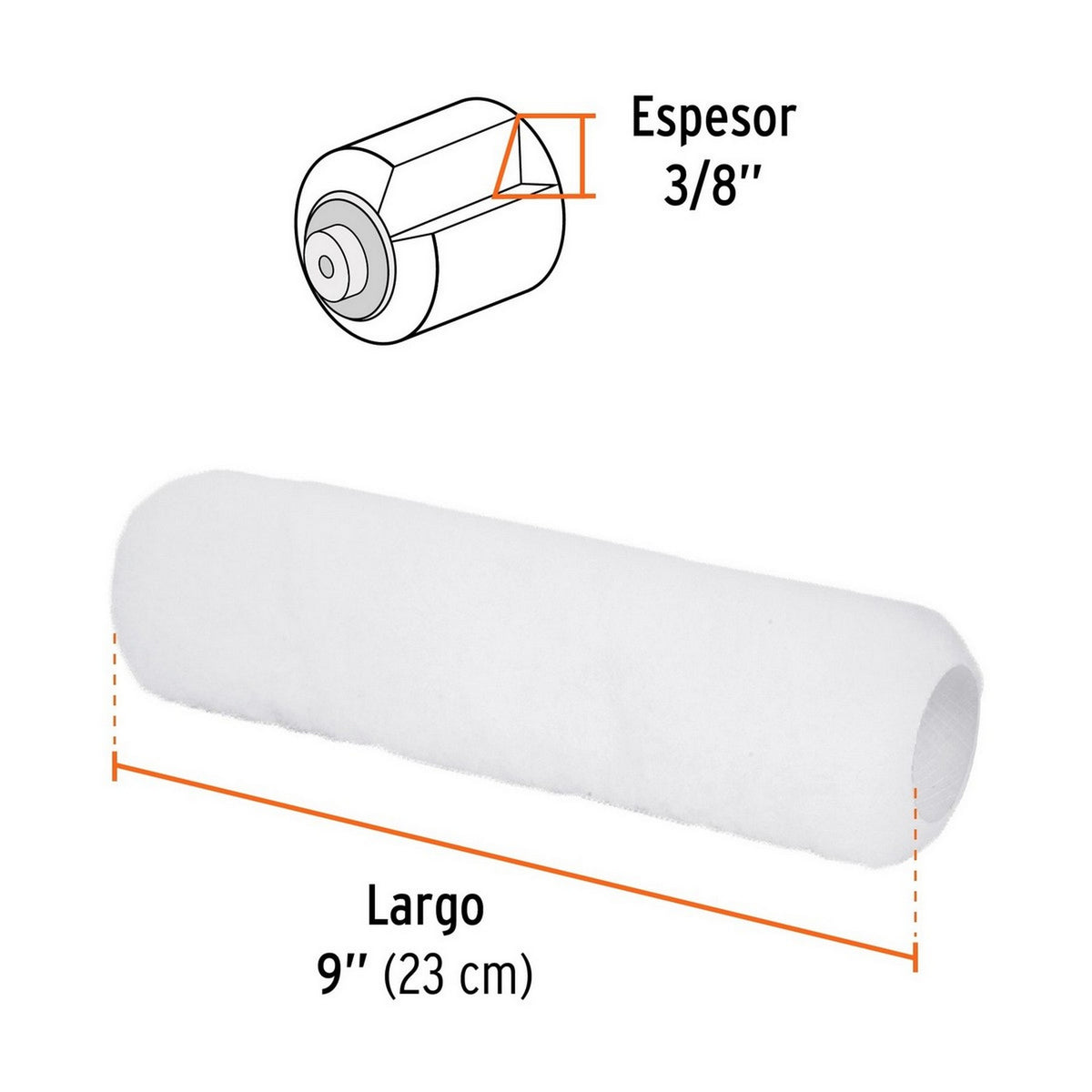 REPUESTO RODILLO 9" X 3/8" LISAS