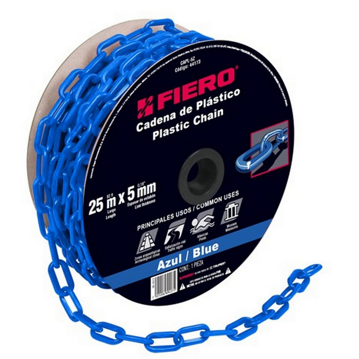 MT CADENA DE PLASTICO AZUL 5mm