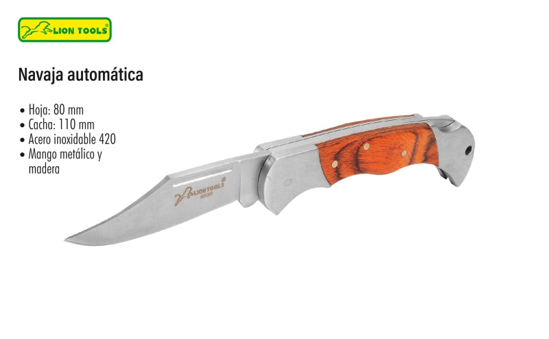 NAVAJA AUTOMATICA DE 3-1/2" MANGO MADERA