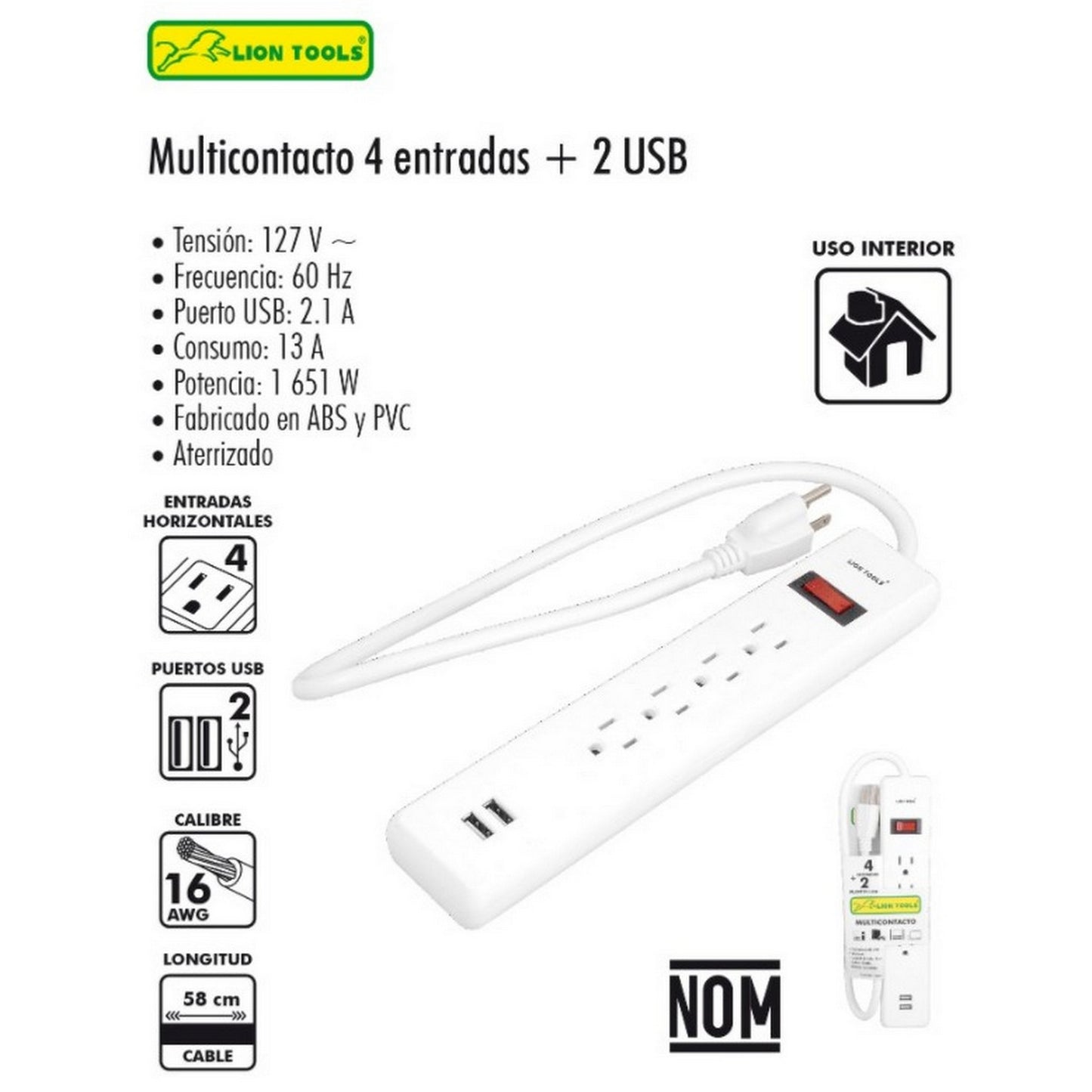 MULTICONTACTO 4 ENTRADAS + 2 USB