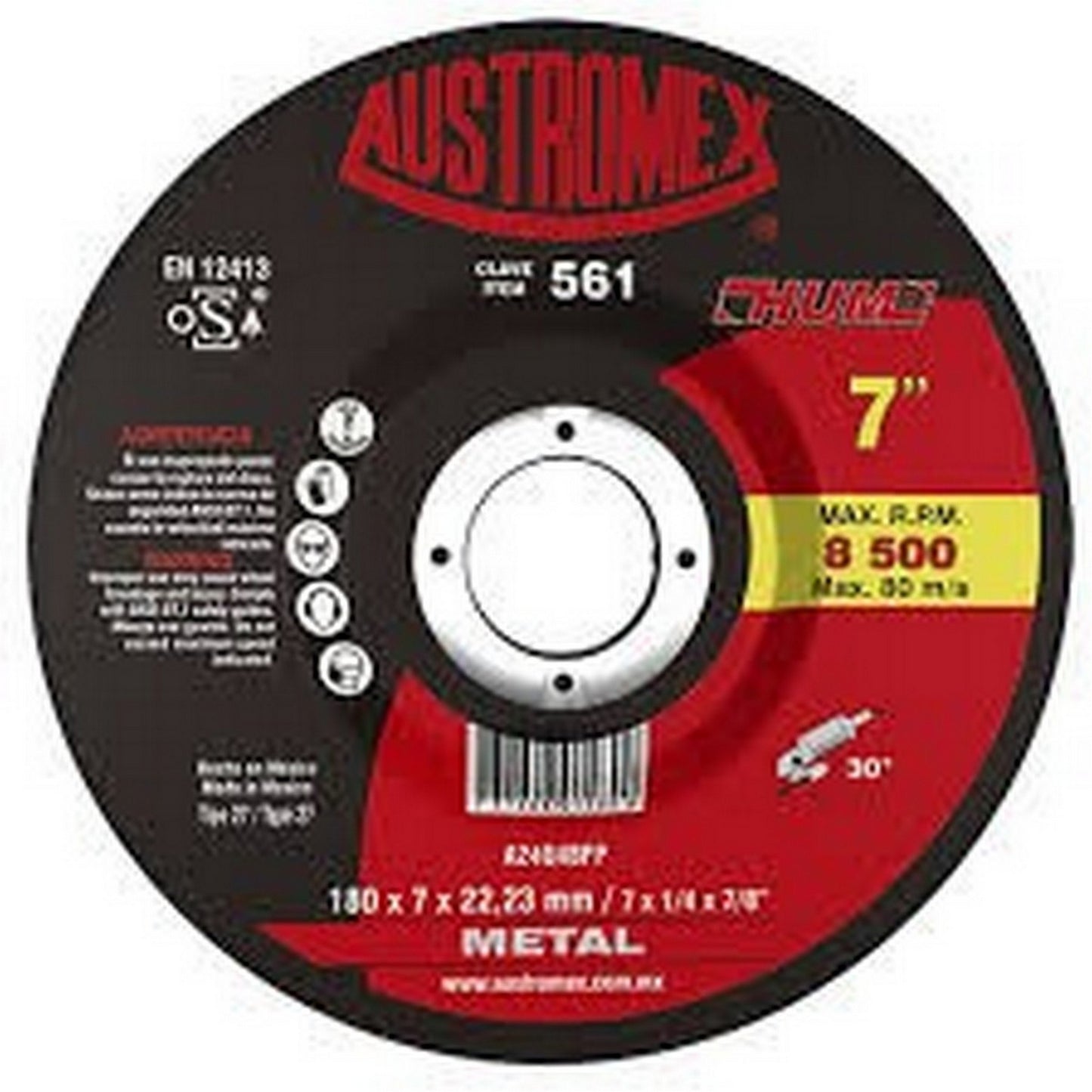 DISCO DESBASTE METAL DE 7"x 1/4" x 7/8"