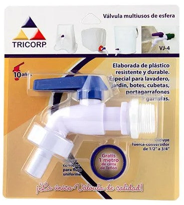 VALVULA MULTIROSCA 1/2" x 3/4" PLASTICO