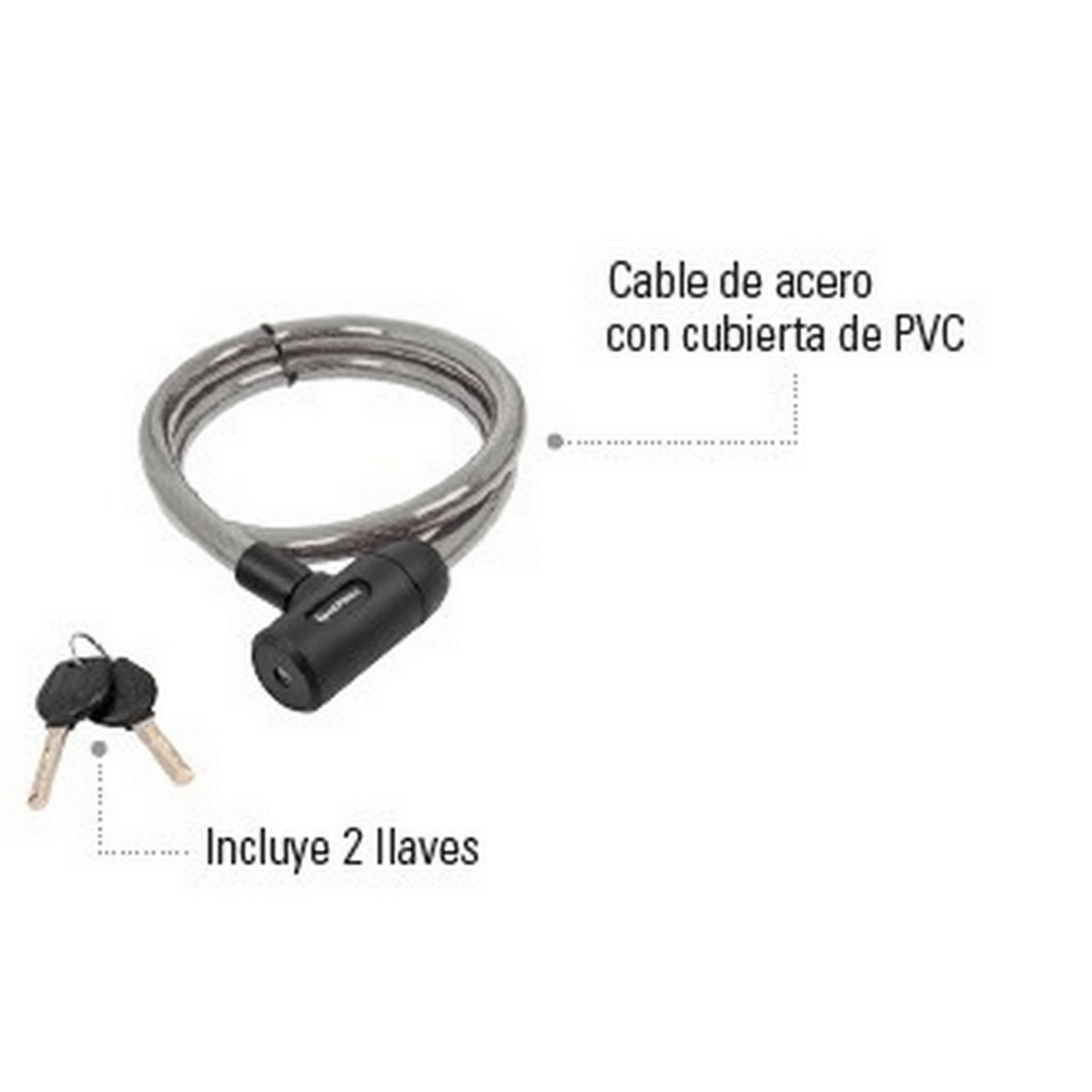 CANDADO DE CABLE DE ACERO 20 mm x 1.20 m
