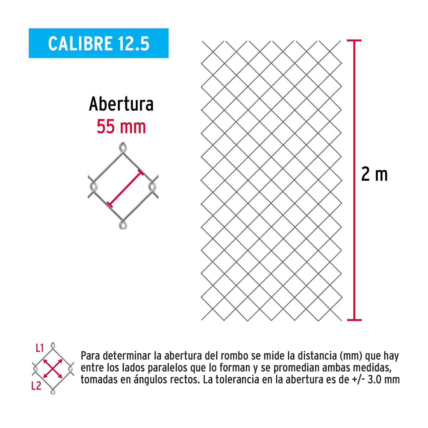 MALLA CICLONICA 57x57x2.00m CAL 12.5 20m