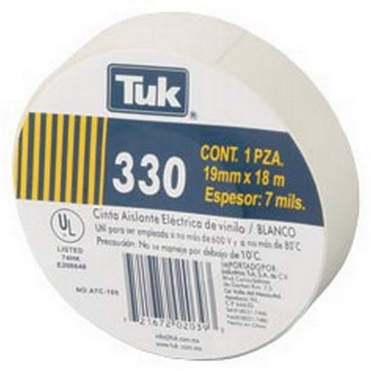 CINTA AISLAR BLANCA #330 19 mm x 18 m