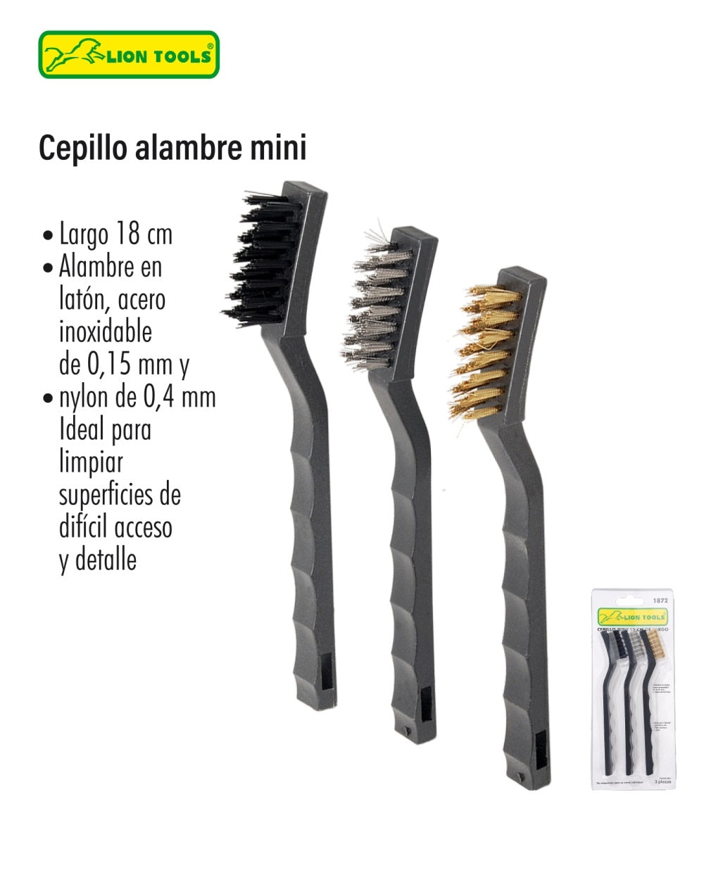 JGO DE 3 CEPILLOS DE ALAMBRE MINI