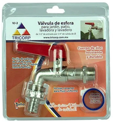 VALVULA ZINC PALANCA ROJA 1/2"