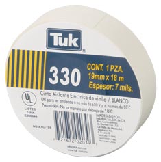 CINTA AISLAR BLANCA #330 19 mm x 18 m