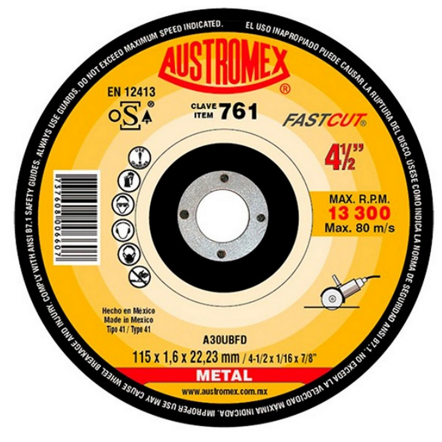 DISCO CORTE METAL 4-1/2" x 1/16" #761